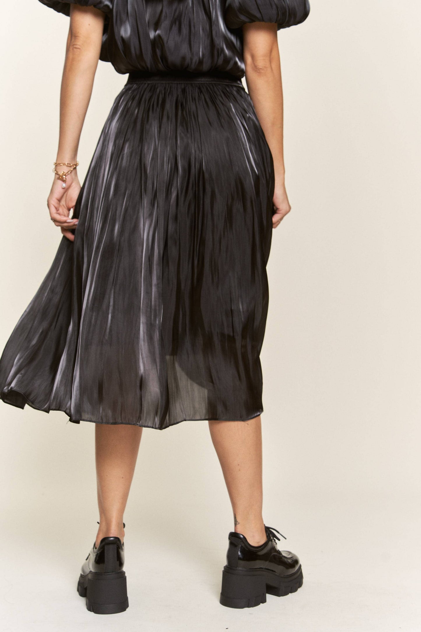 Black Metal Midi Skirt