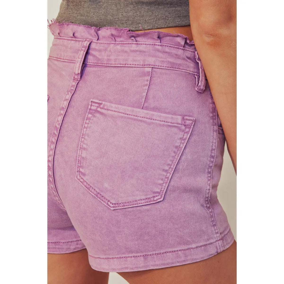 Kan Can Raspberry Ruffle Waist Shorts