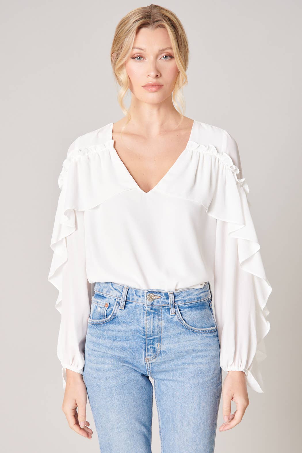 Sultry Ruffle Sleeve Blouse