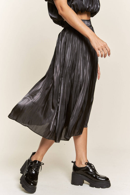 Black Metal Midi Skirt