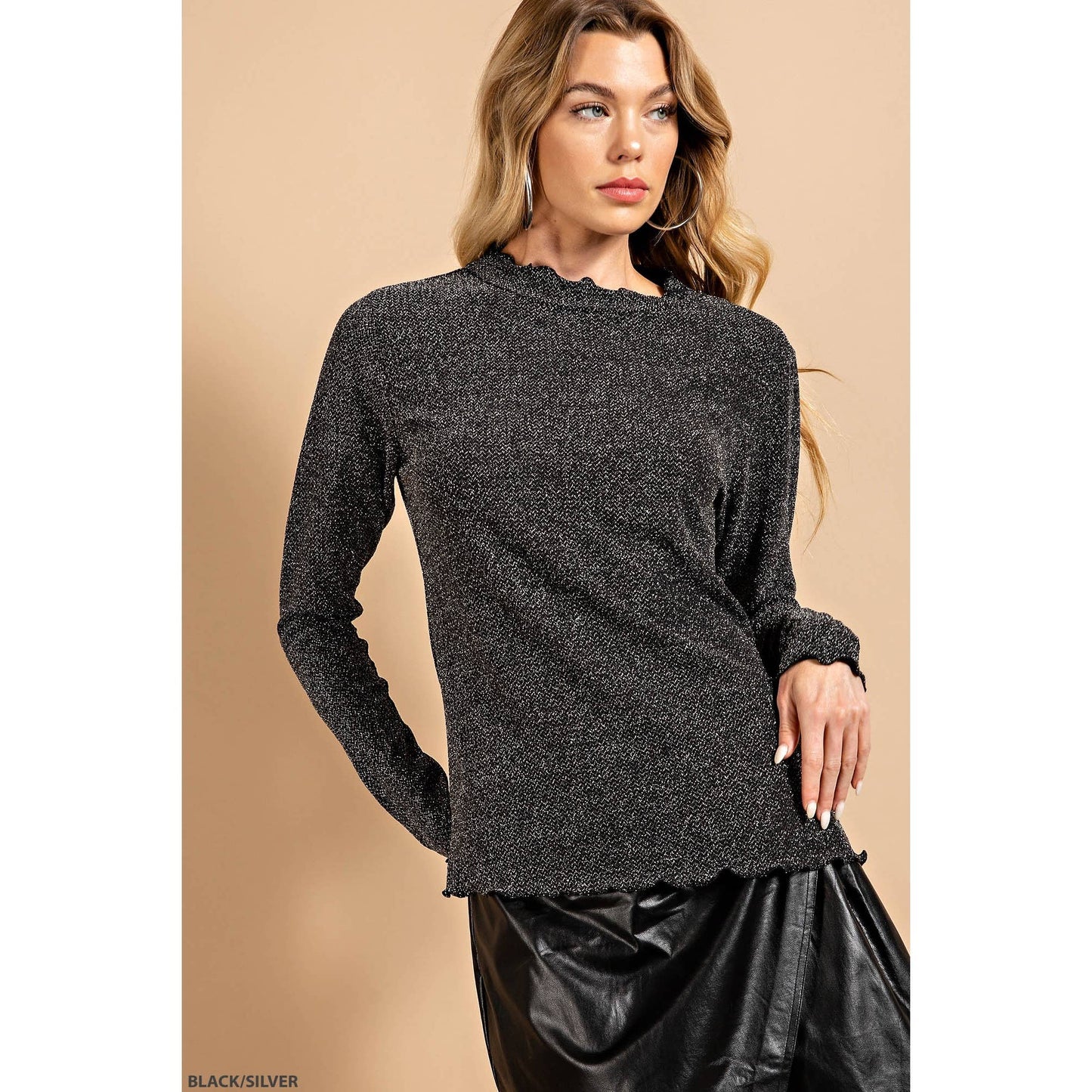 Sparkle Slim Fit Mock Neck