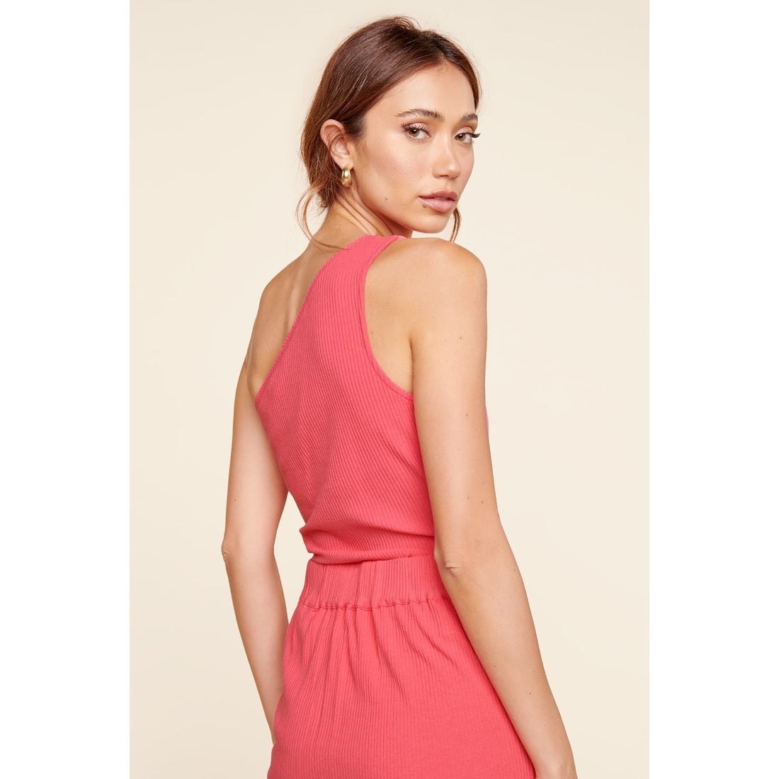 Shine One Shoulder Top-White or Fuchsia