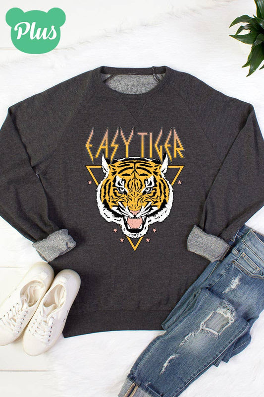 Easy Tiger Graphic Sweat Shirt -plus size