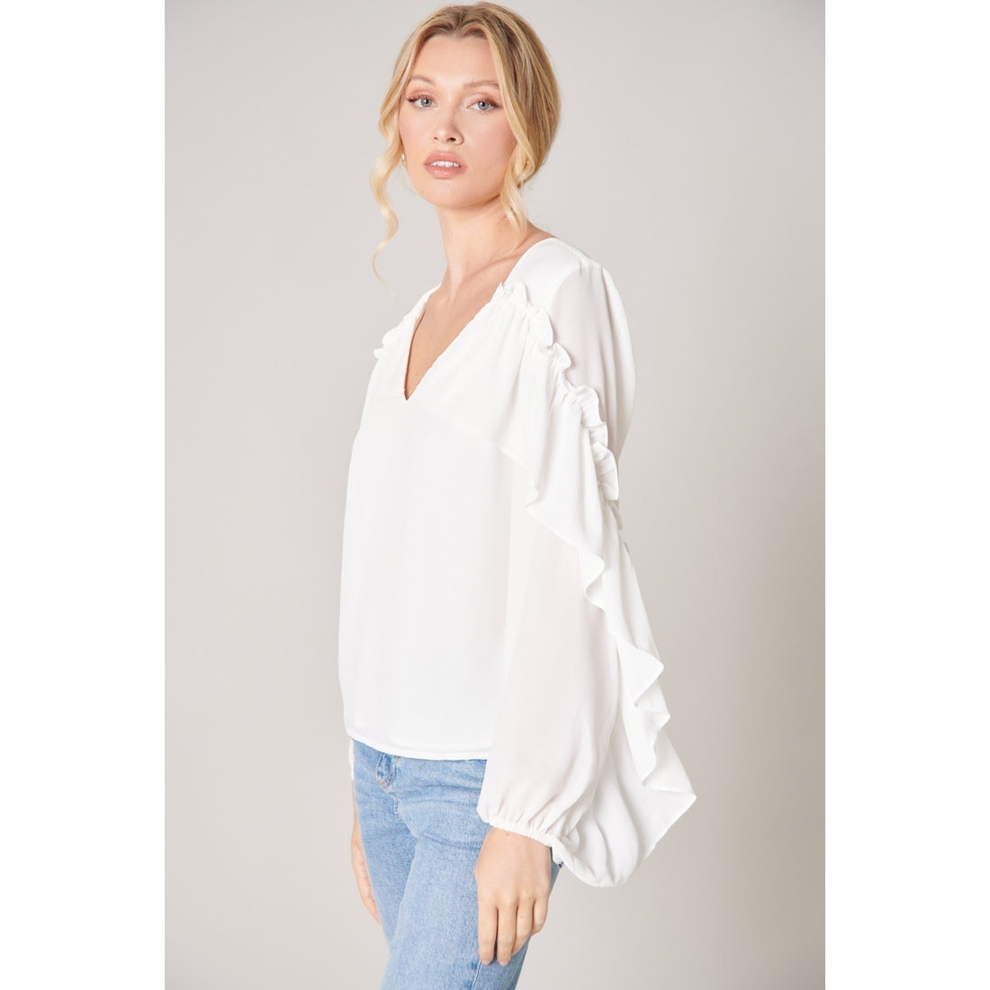 Sultry Ruffle Sleeve Blouse