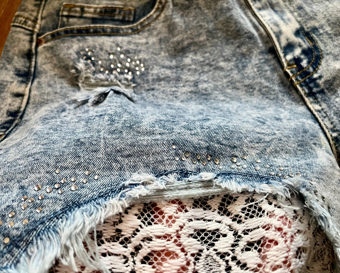 Lady Like Lace Denim Shorts