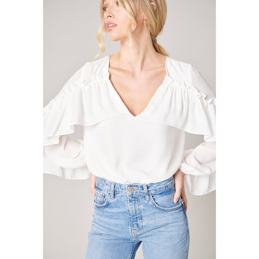 Sultry Ruffle Sleeve Blouse