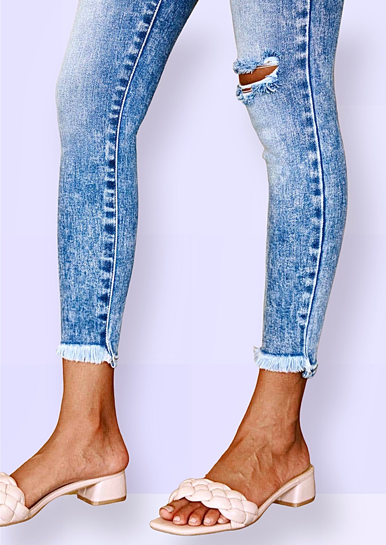 Kan Can Party Girl High Rise-Raw Hem Skinnies