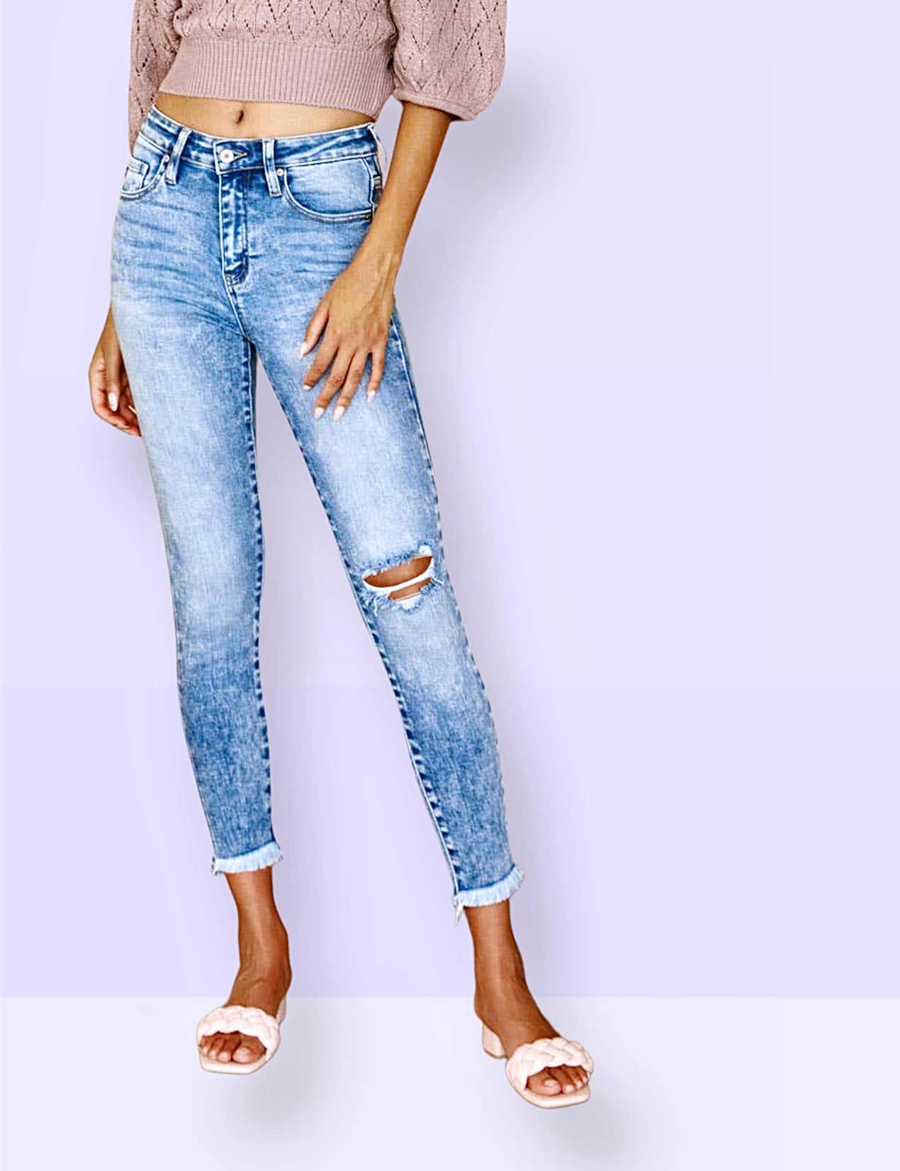 Kan Can Party Girl High Rise-Raw Hem Skinnies